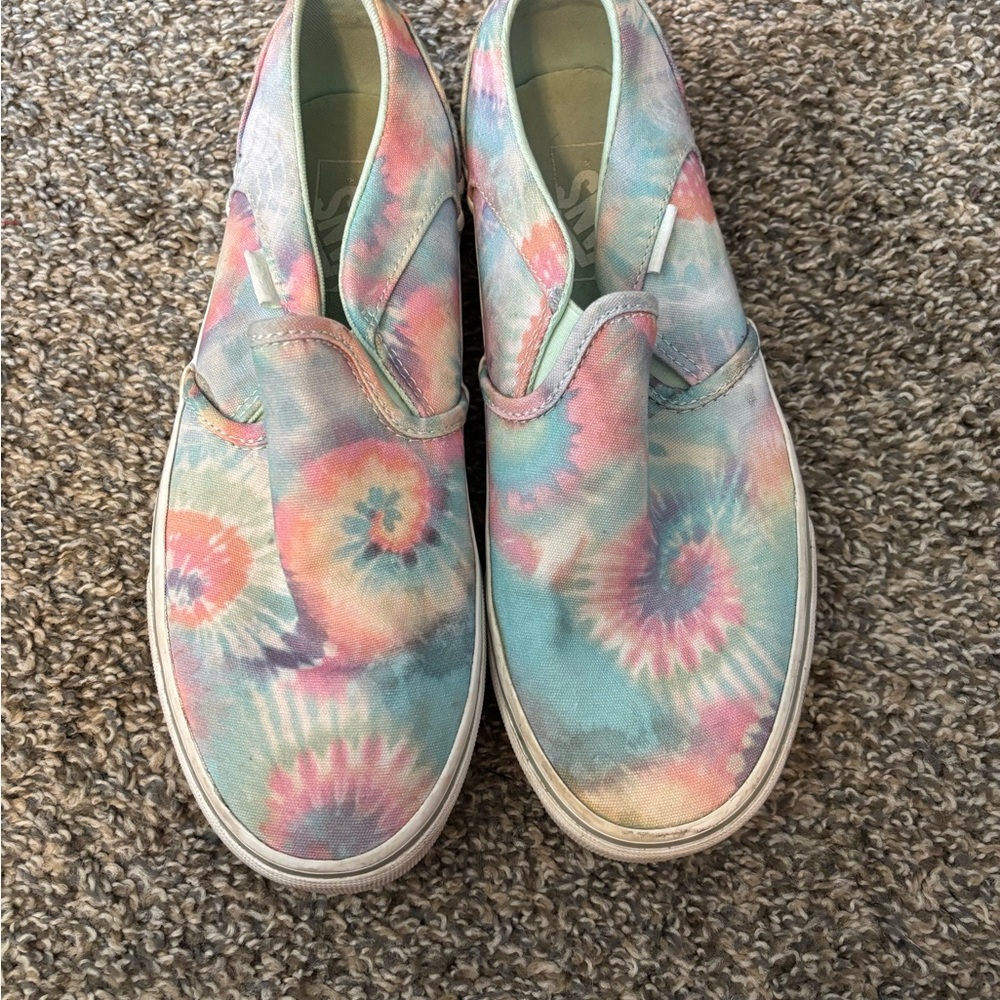 Vans Blue and Pink Canvas Sneakers Vibrant Tie-Dye Slip-On